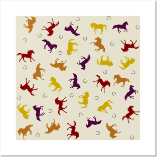 Autumn Fall Leaf Color Scheme Horse Pattern Posters and Art